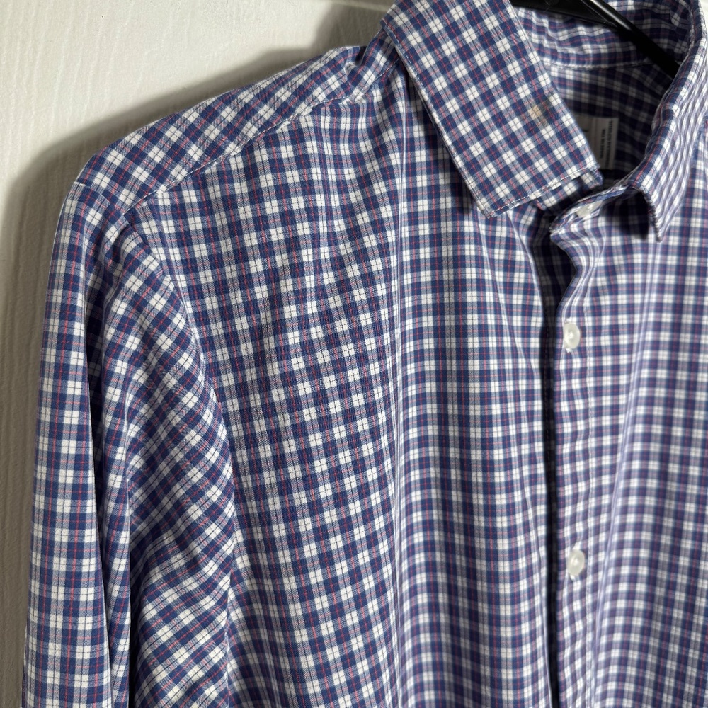 Mizzen & Main Button Down Shirt Size Medium Tall Purple Plaid Performance Office - Picture 3 of 9
